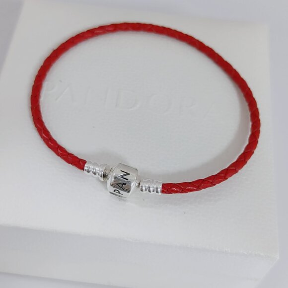 Pandora Single Red Leather Bracelet with Pandora Clasp - Picture 4 of 7